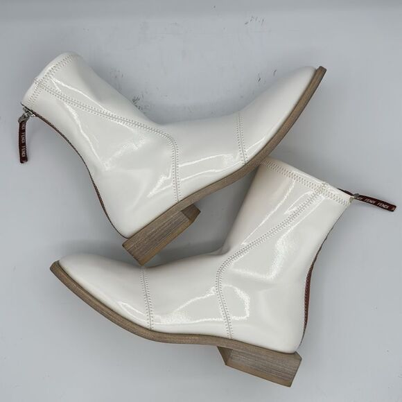 New Fendi FFrame White Patent Neoprene Stretch Logo Ankle Chelsea Boot 38/ US 8 - Picture 9 of 12